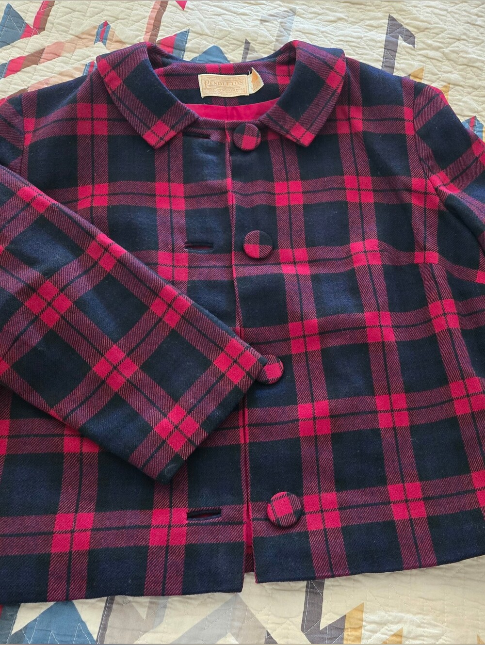 Pendleton Vintage Retro Plaid Women's Coat Jacket And Matching Skirt Size 14